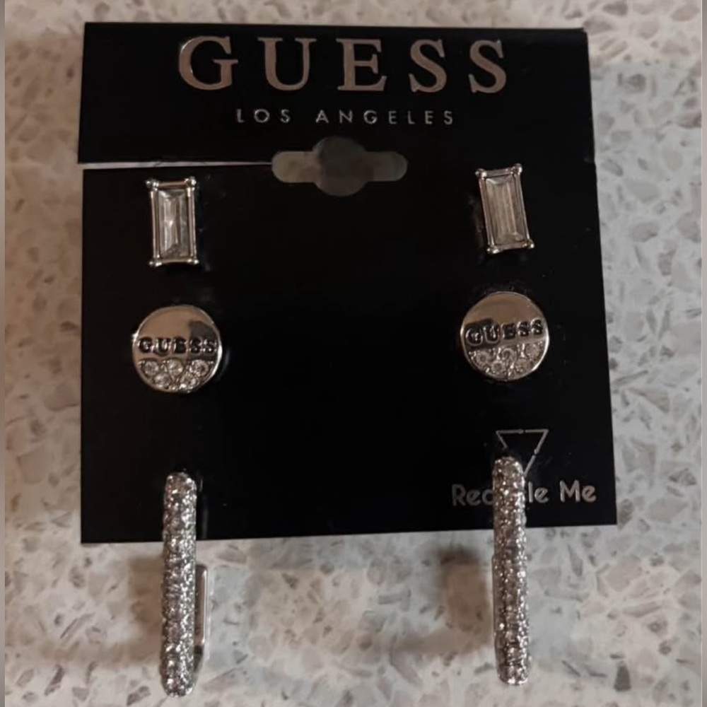 Guess Silver and Crystal Earrings
